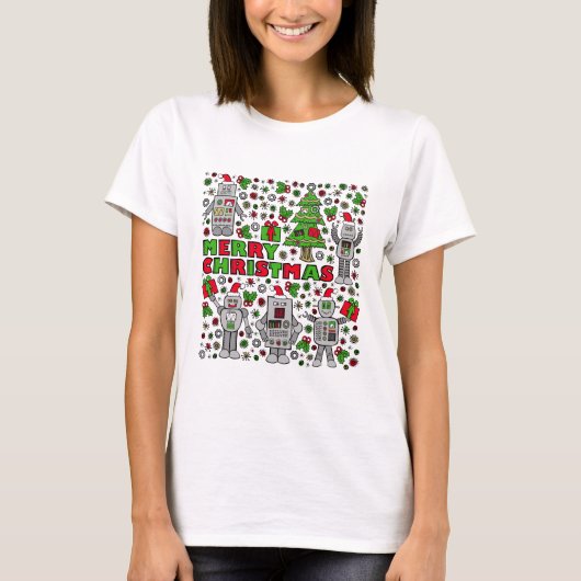 Merry Kerstrobot T-shirt (Voorkant)