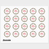Merry Kerstrode Berry-script | Wreath Ronde Sticker (Vel)