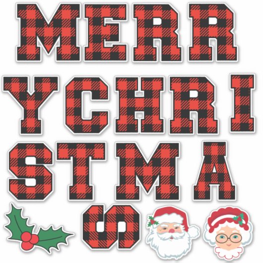 Merry Kerstrode Buffalo-patches Sticker (Voorkant)