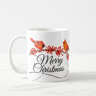 Merry Kerstrode kardinals Monogrammed Holiday Koffiemok