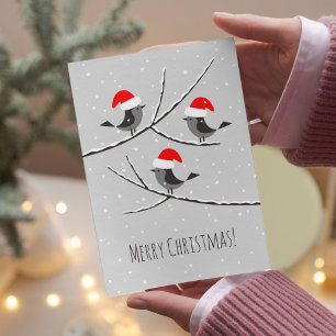 Merry Kerstrode kerstkerstkerststaartje vogels Feestdagenkaart