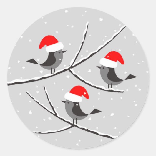 Merry Kerstrode kerstkerstkerststaartje vogels Ronde Sticker (Voorkant)