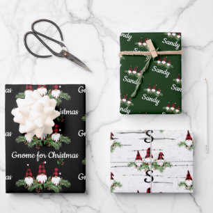 Merry kerstrode Pet Buffalo Pset Gnomen Inpakpapier Vel