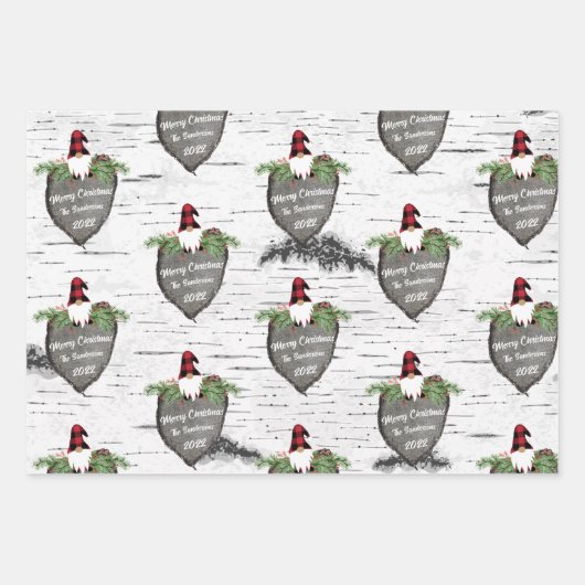 Merry Kerstrood Pet Buffalo Pset Gnomen Wrap Inpakpapier Vel (Voorkant 2)