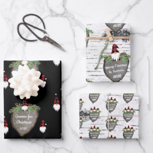 Merry Kerstrood Pet Buffalo Pset Gnomen Wrap Inpakpapier Vel