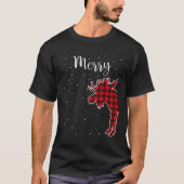 Merry Kerstroodbruin met buffalo Moose Couples Ma T-shirt (Voorkant)