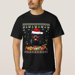 Merry Kerstrottweiler Dog Ugly Santa Hat T-shirt