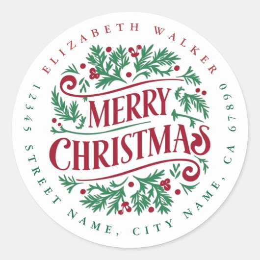 Merry KerstRound Stickers (Voorkant)