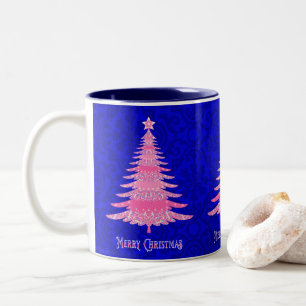 Merry kerstroze boom - Sparkle Snowflakes Tweekleurige Koffiemok