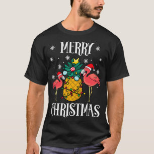 Merry Kerstroze Flamingo Pineapple Cute Holid T-shirt