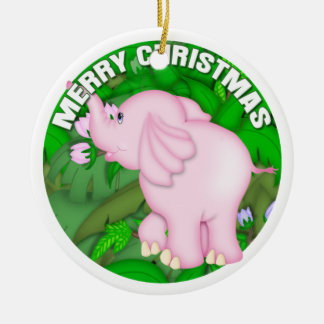 Merry Kerstroze olifant Keramisch Ornament