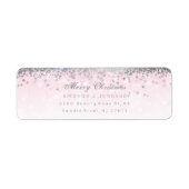Merry Kerstroze zilver Stars Confetti Etiket (Voorkant)