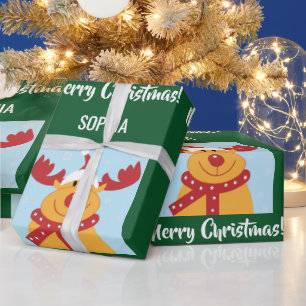 Merry Kerstrudolph Reindeer Persoonlijke naam Cadeaupapier