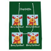 Merry Kerstrudolph Reindeer Persoonlijke naam Medium Cadeauzakje (Achterkant)