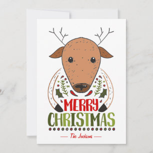 Merry Kerstry Funny Deer Custom Name Wishes Feestdagenkaart