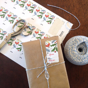 Merry kerstsaus Boughs Gift Label