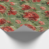 Merry Kerstscript Bauble Gold Red Mint Cadeaupapier (Hoek)