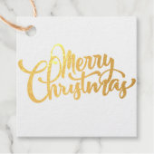 Merry Kerstscript Gold Bedankjes Labels (Voorkant)