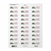 Merry kerstscript Green Truck Return Address Etiket (Full Sheet)
