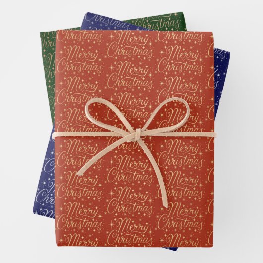 Merry Kerstscript Patroon Inpakpapier Vel (In situ)