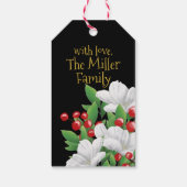 Merry kerstscript Red Berries Floral Cadeaulabel (Achterkant)