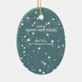 Merry Kerstscript roze Flamingo Tropical Keramisch Ornament (Achterkant)