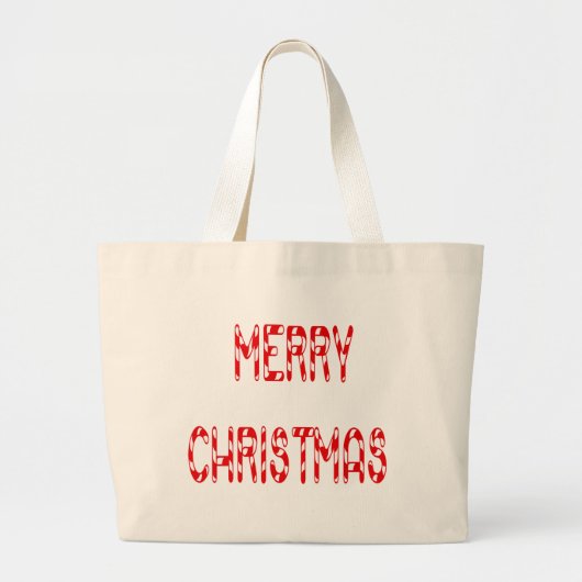 Merry kerstsnoe Cane Font Grote Tote Bag (Voorkant)