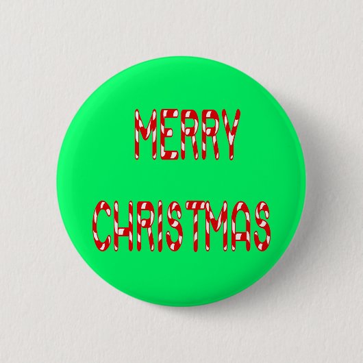 Merry kerstsnoe Cane Font Ronde Button 5,7 Cm (Voorkant)