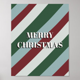 Merry kerstsnoe Cane Striped Pattern Poster