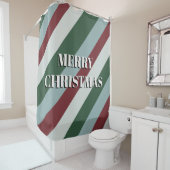 Merry kerstsnoe Cane Striped Pattern Shower Douchegordijn (In situ)