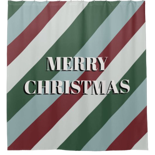 Merry kerstsnoe Cane Striped Pattern Shower Douchegordijn (Voorkant)