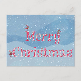 Merry kerstsnoe Cane Swirl Winter Gnomes Briefkaart