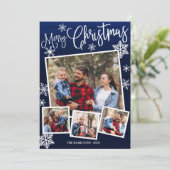 Merry kerstsnowflake 4 Foto's Collage Rustic Kaart (Staand voorkant)