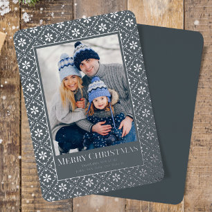 Merry Kerstsnowflake Elegant Silver 1 Foto Folie Feestdagenkaart