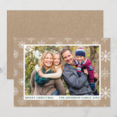 Merry Kerstsnowflakes Foto Kraft Feestdagenkaart (Voorkant / Achterkant)