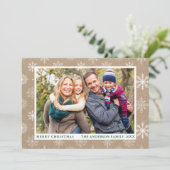 Merry Kerstsnowflakes Foto Kraft Feestdagenkaart (Staand voorkant)