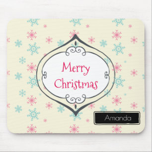 Merry kerstsnowflakes Gepersonaliseerd Muismat