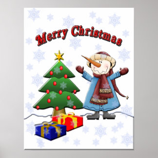 Merry kerstsnowman Poster
