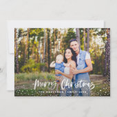 Merry Kerststerren foto rood modern script Feestdagenkaart (Voorkant)