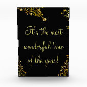 Merry Kerststerren Typografie Black Gold Chic Fotoblokken (Voorkant)