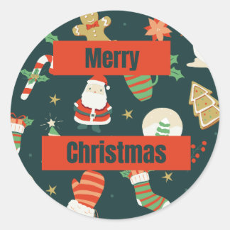 Merry kerststicker, klassieke ronde sticker