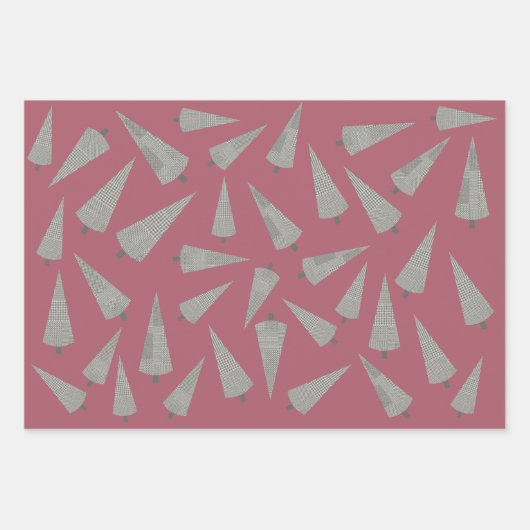 Merry Kerststooth Tree Pattern Wrapping Inpakpapier Vel (Voorkant 2)