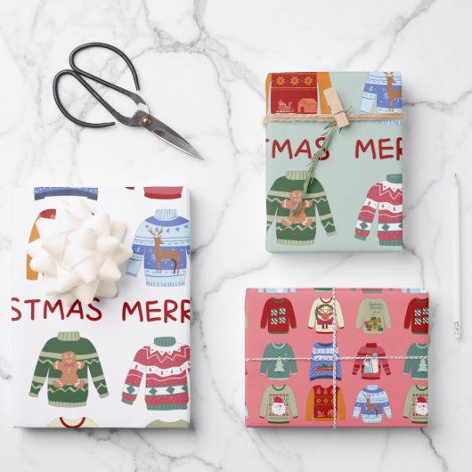 Merry KerstSweaters Inpakpapier Vel (Voorkant)