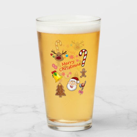 Merry kerstsymbolen glas (Voorkant gevuld)