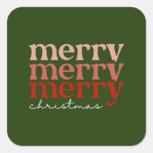 Merry kersttekst Greeting Red en Green Vierkante Sticker (Voorkant)
