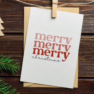 Merry kersttekst Greeting Red en White Feestdagenkaart