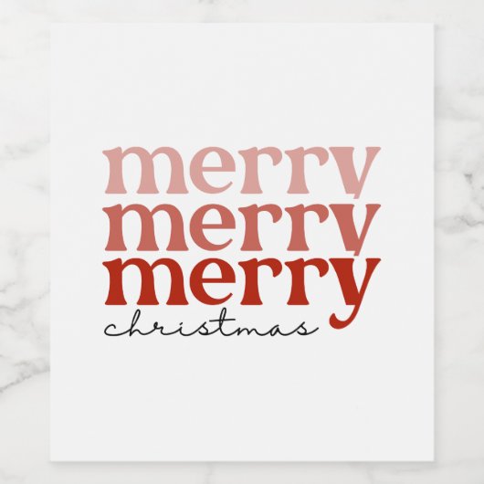 Merry kersttekst Greeting Red en White Wijn Etiket (Enkel label)