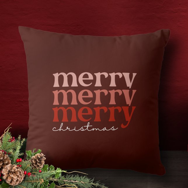 Merry kersttekst Greeting Red Kussen (Creator heeft geüpload)