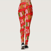 Merry kersttekst Starry Red Green White Leggings (Achterkant)