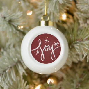 Merry Kersttering Joy Snowflakes Handgetekend Keramische Bal Ornament